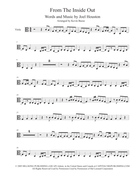 From The Inside Out Easy Key Of C Viola Sheet Music