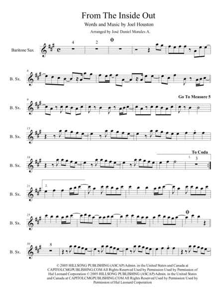 Free Sheet Music From The Inside Out For Baritone Sax