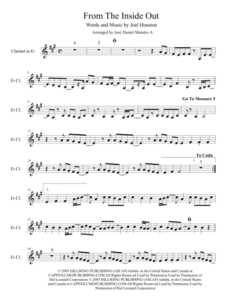 From The Inside Out For Clarinet In Eb Sheet Music