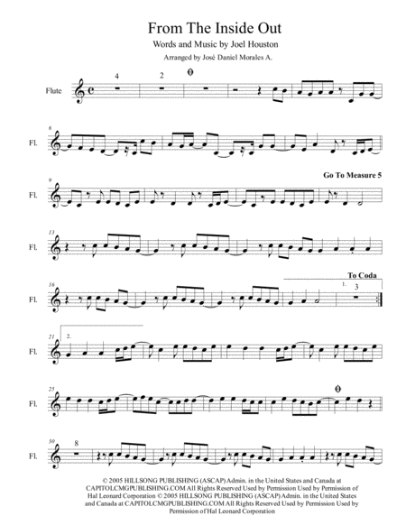 Free Sheet Music From The Inside Out For Flute