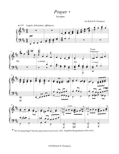 Free Sheet Music From The Opera Hansel Und Gretel The Beloved Evening Prayer Arranged For Piano