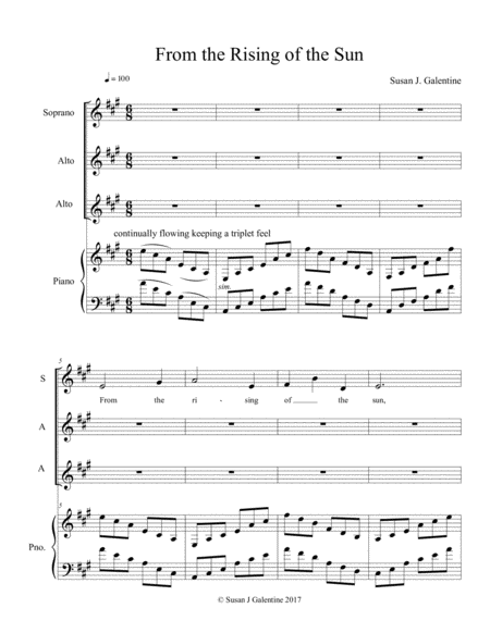 Free Sheet Music From The Rising Of The Sun Saa