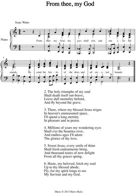 From Thee My God A New Tune To A Wonderful Isaac Watts Hymn Sheet Music