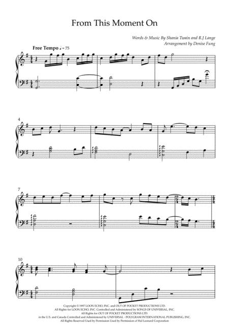 From This Moment On Harp Solo Sheet Music