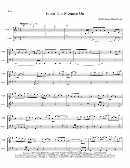 Free Sheet Music From This Moment On String Duo Arrangement