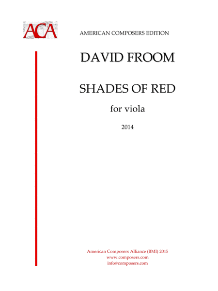 Froom Shades Of Red Solo Viola Sheet Music