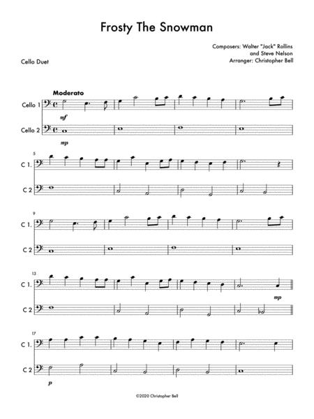 Free Sheet Music Frosty The Snowman Easy Cello Duet