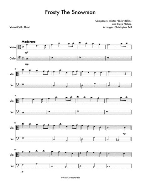 Free Sheet Music Frosty The Snowman Easy Viola Cello Duet