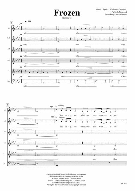 Free Sheet Music Frozen Ssaatb A Cappella