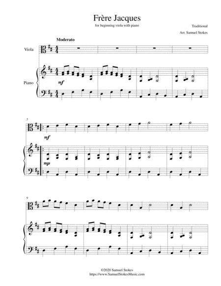 Frre Jacques Are You Sleeping For Beginning Viola With Optional Piano Accompaniment Sheet Music