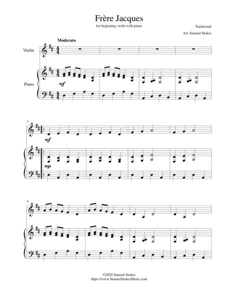 Frre Jacques Are You Sleeping For Beginning Violin With Optional Piano Accompaniment Sheet Music