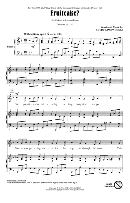 Fruitcake Sheet Music