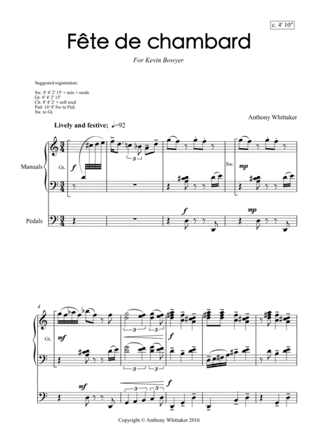 Fte De Chambard Organ Solo Sheet Music