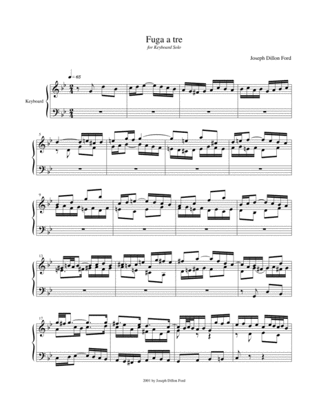 Fuga A Tre 3 Part Fugue For Keyboard Sheet Music