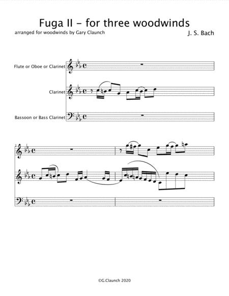 Fuga Ii In C Minor By Js Bach For Three Woodwinds Sheet Music