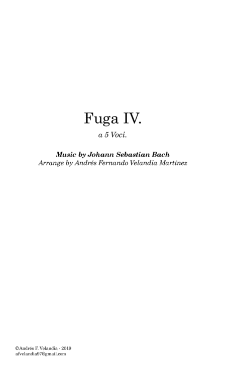 Free Sheet Music Fuga Iv From Well Tempered Clavier Book 1 Bwv 849