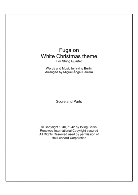 Free Sheet Music Fuga On White Christmas Theme For String Quartet