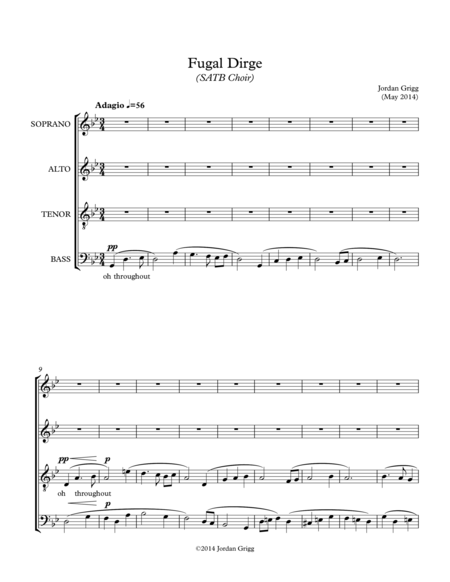 Fugal Dirge Satb Choir Sheet Music