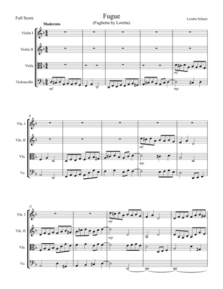 Free Sheet Music Fughetta By Loretta