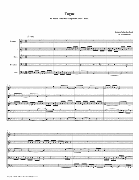 Fugue 01 From Well Tempered Clavier Book 2 Brass Quintet Sheet Music