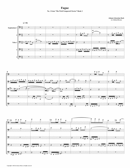 Fugue 01 From Well Tempered Clavier Book 2 Euphonium Tuba Quintet Sheet Music