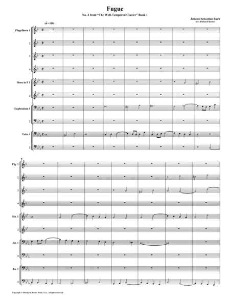 Free Sheet Music Fugue 04 From Well Tempered Clavier Book 1 Conical Brass Choir