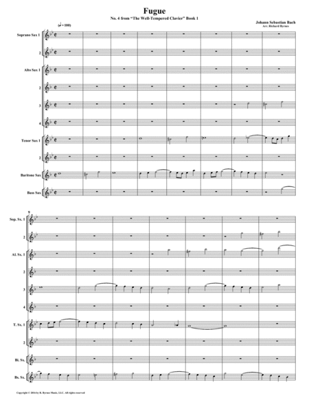 Free Sheet Music Fugue 04 From Well Tempered Clavier Book 1 Saxophone Choir