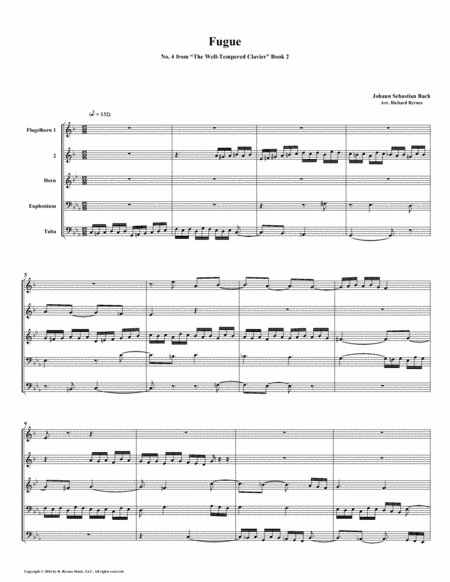 Fugue 04 From Well Tempered Clavier Book 2 Conical Brass Quintet Sheet Music