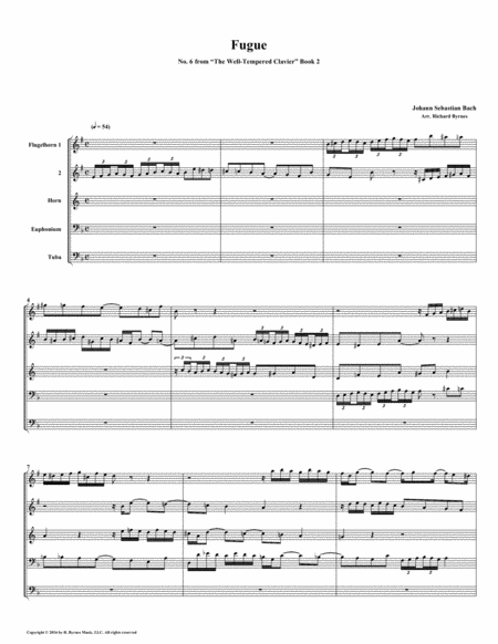 Free Sheet Music Fugue 06 From Well Tempered Clavier Book 2 Conical Brass Quintet