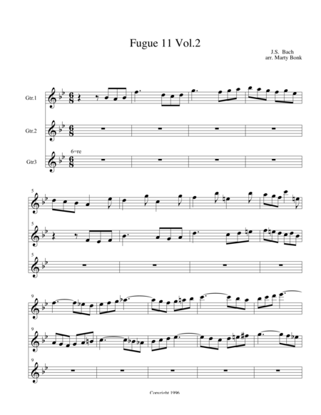 Fugue 11 For 3 Guitars Sheet Music