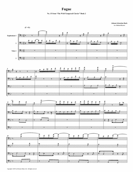 Fugue 15 From Well Tempered Clavier Book 2 Euphonium Tuba Quartet Sheet Music