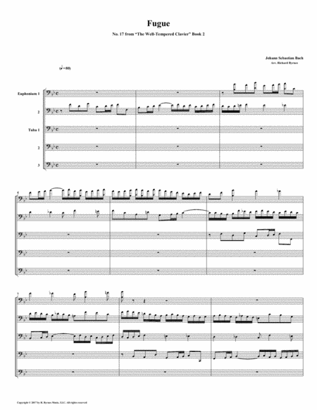 Fugue 17 From Well Tempered Clavier Book 2 Euphonium Tuba Quintet Sheet Music