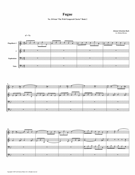 Fugue 18 From Well Tempered Clavier Book 2 Conical Brass Quartet Sheet Music