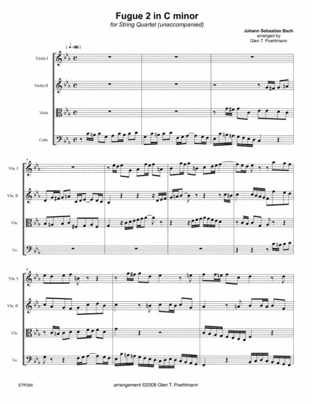 Free Sheet Music Fugue 2 In C Minor Js Bach For String Quartet