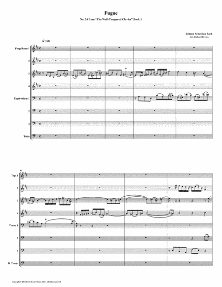 Fugue 24 From Well Tempered Clavier Book 1 Conical Brass Octet Sheet Music