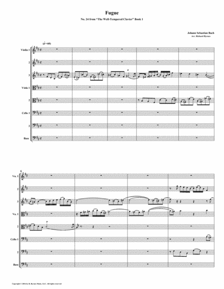 Fugue 24 From Well Tempered Clavier Book 1 String Octet Sheet Music