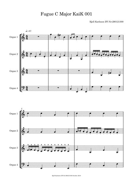 Fugue C Major Kaik 001 Sheet Music