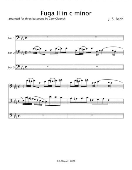 Fugue Ii In C Minor By Js Bach Arranged For Three Bassoons Sheet Music