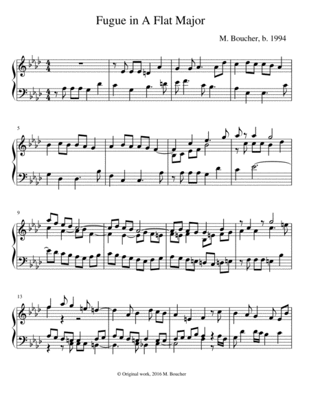 Free Sheet Music Fugue In A Flat Major