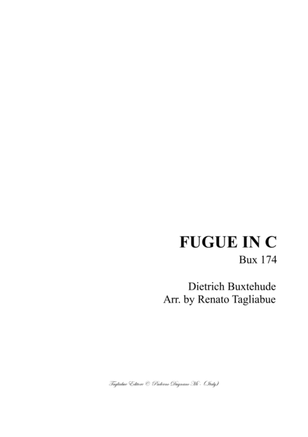 Fugue In C Buxwv 174 Buxtehude For Organ Sheet Music