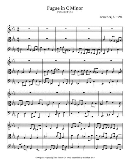 Free Sheet Music Fugue In C Minor For Trio