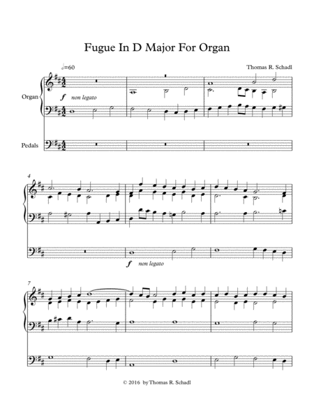 Fugue In D Major For Organ Sheet Music