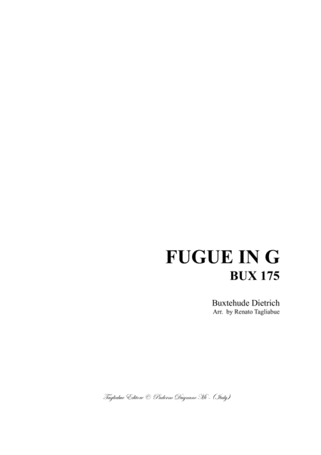 Fugue In G Buxtehude Buxwv 175 For Organ Sheet Music