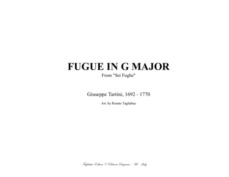 Free Sheet Music Fugue In G Major G Tartini Arr For Organ 3 Staff