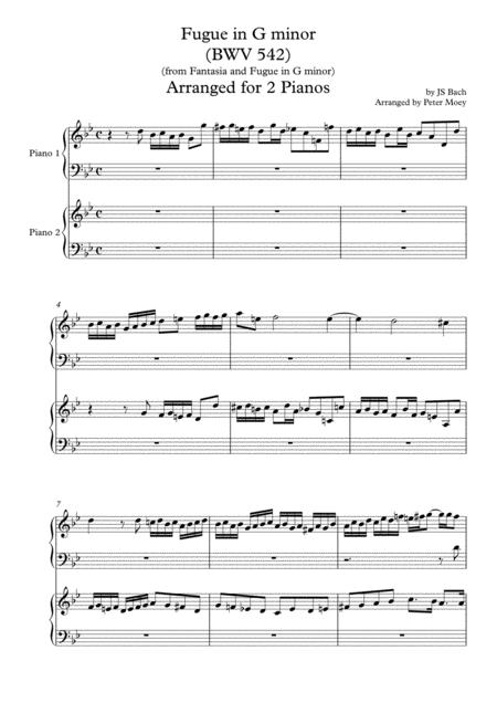 Free Sheet Music Fugue In G Minor Bwv 542 From Fantasia And Fugue By Js Bach Arranged For 2 Pianos