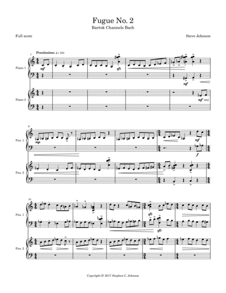 Free Sheet Music Fugue No 2 For Two Pianos