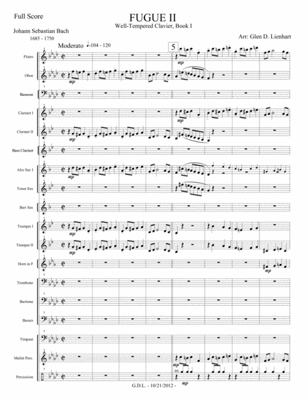 Free Sheet Music Fugue No 2 Well Tempered Clavier Book I