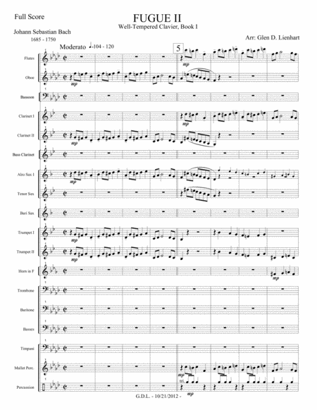 Fugue No 2 Well Tempered Clavier Book I Sheet Music