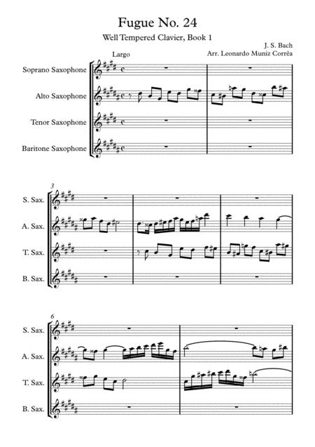 Free Sheet Music Fugue No 24 Well Tempered Clavier Book 1 J Bach