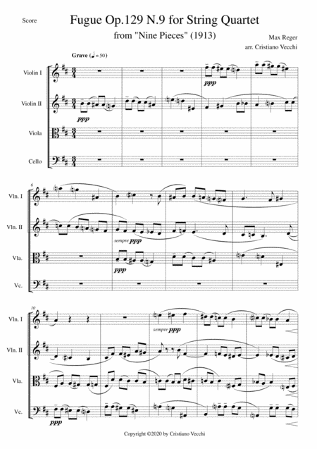 Fugue Op 129 N 9 For String Quartet Sheet Music